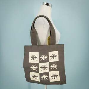 Paper Source Barnes & Noble Checker Board Bug Fly Print Organic Cotton Tote NEW